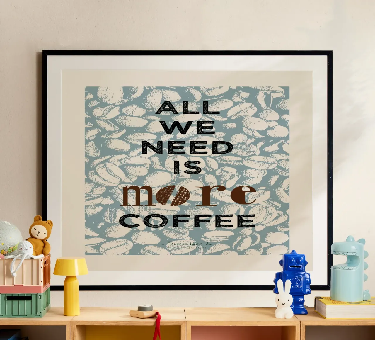 Tout ce dont nous avons besoin, c'est de plus de café - coffee art print hahnemühle de Art by Susana Miranda ilustración