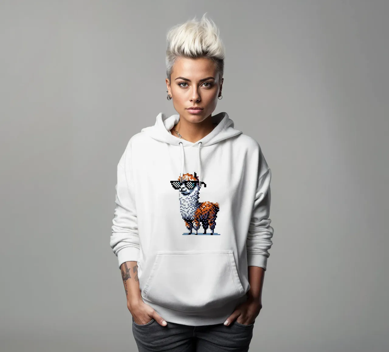 alpaca fresco - Pixelart felpa con cappuccio da pixelart