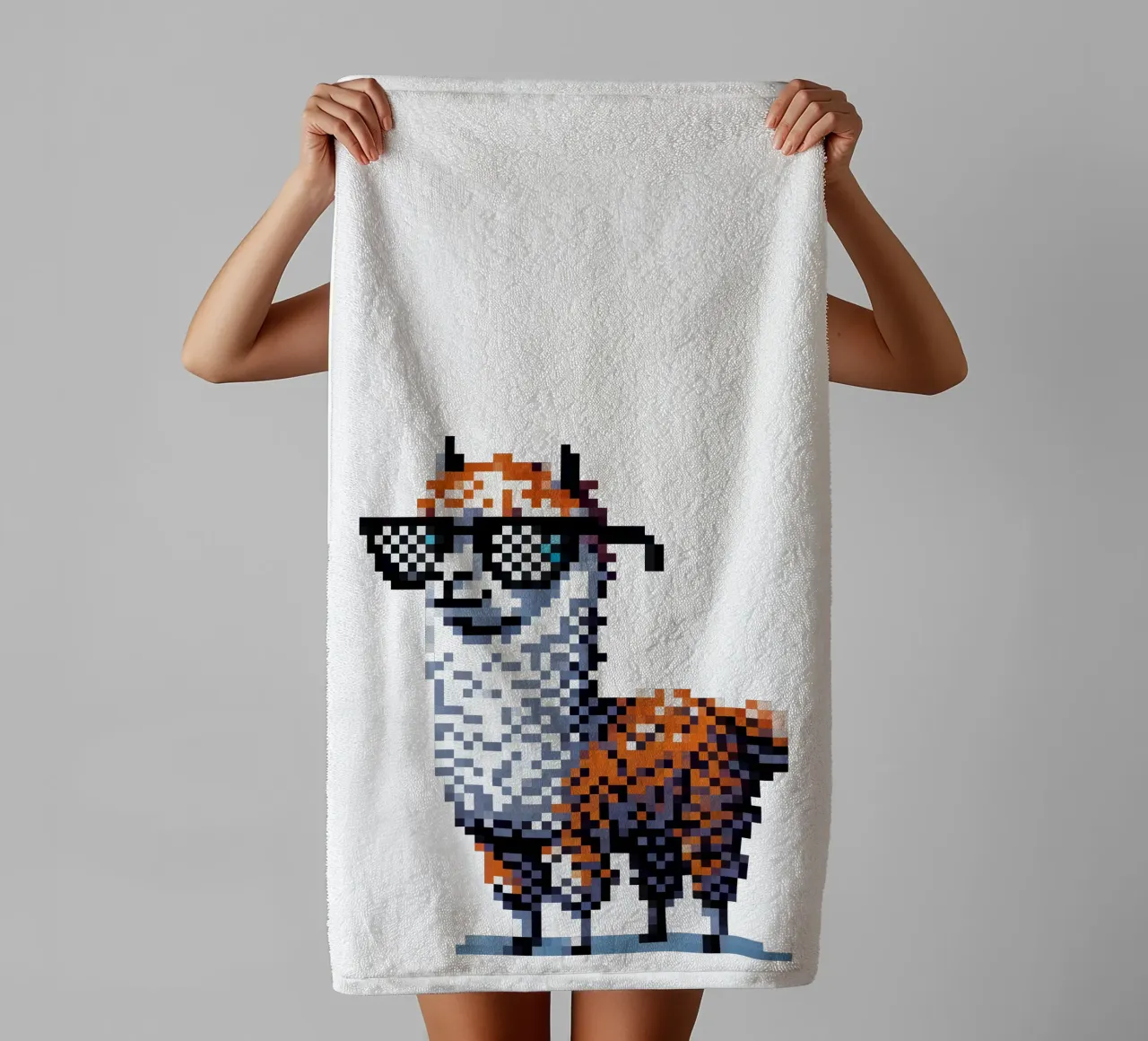 alpaca fresco - Pixelart asciugamano da bagno da pixelart