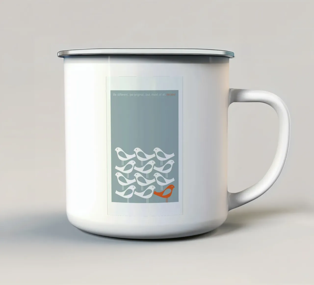 Birds Be Different taza de esmalte de Visual Philosophy