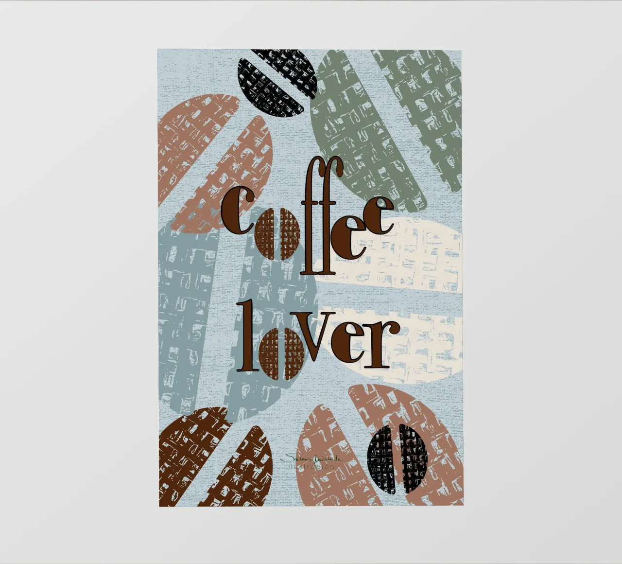 Amante del caffè - stampa artistica sul caffè telo in pvc da Art by Susana Miranda ilustración