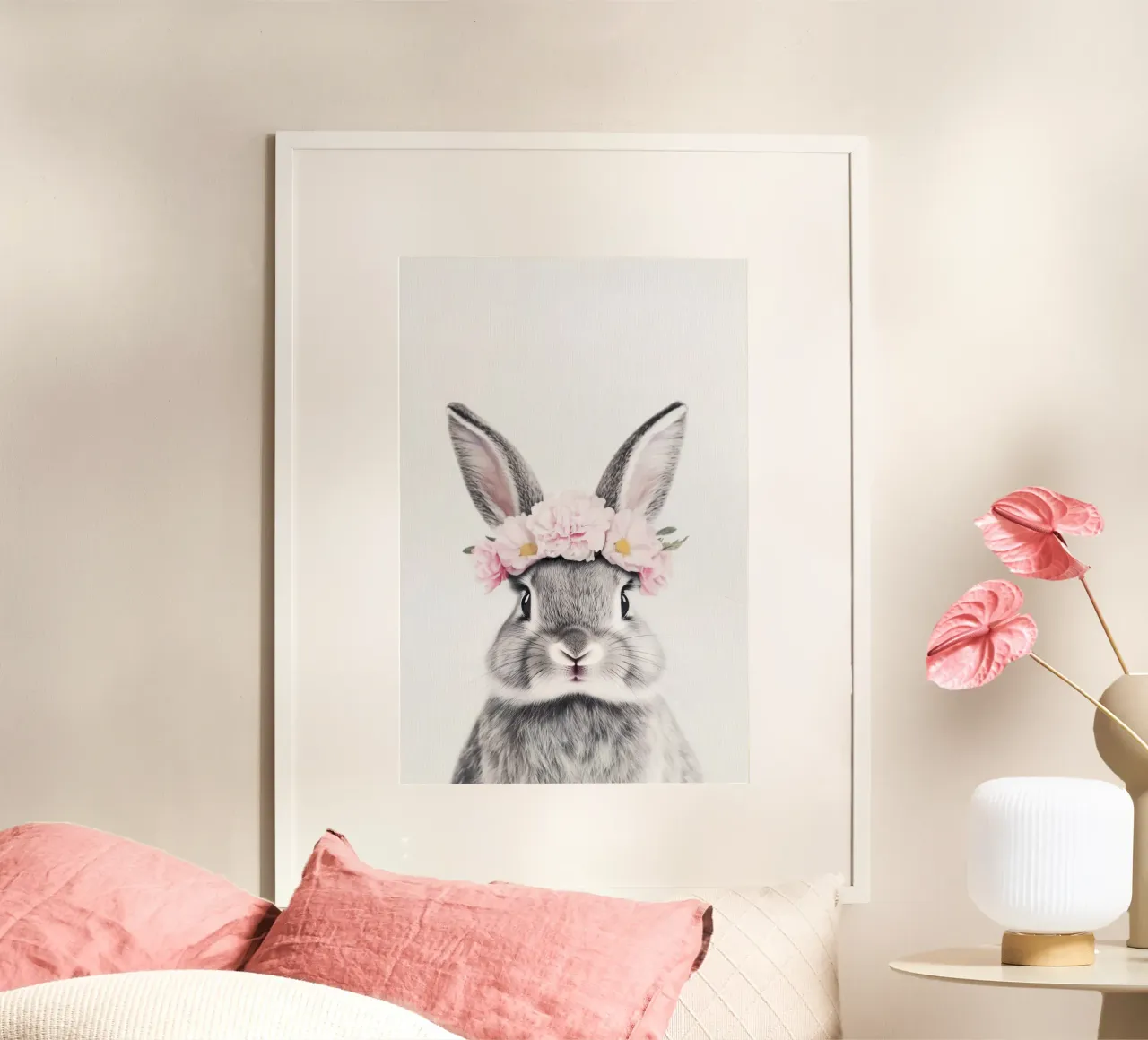 Coniglietto carino poster con telaio in plastica da Carinaprint
