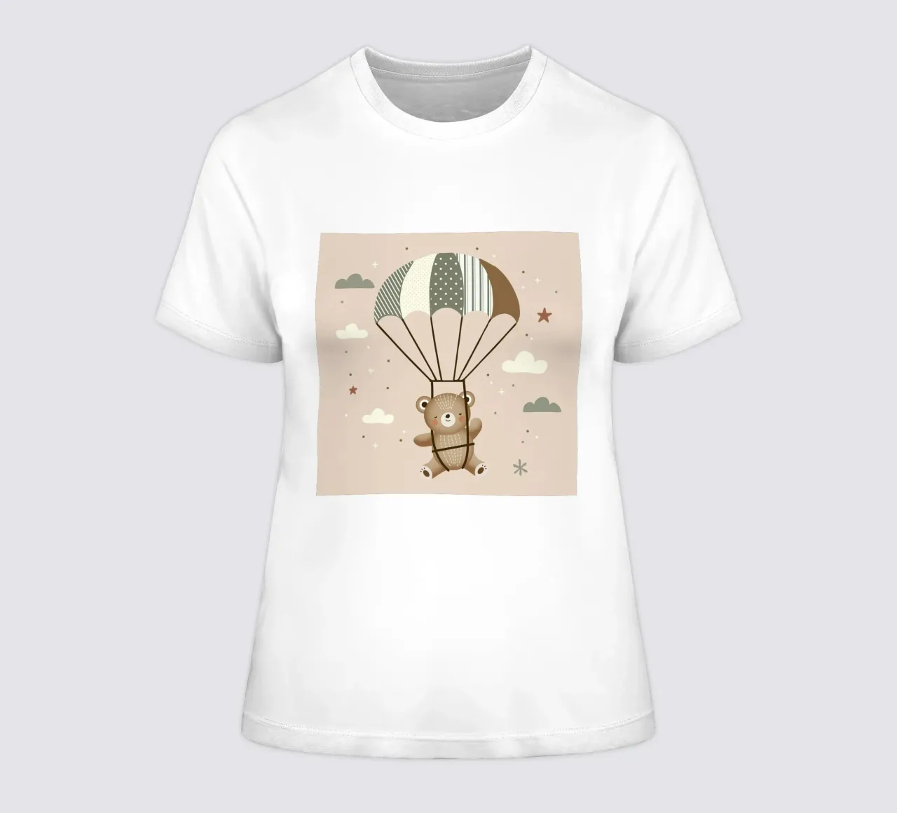 Orso con paracadute - Illustrazione giocosa in colori tenui t-shirt da donna da namosh