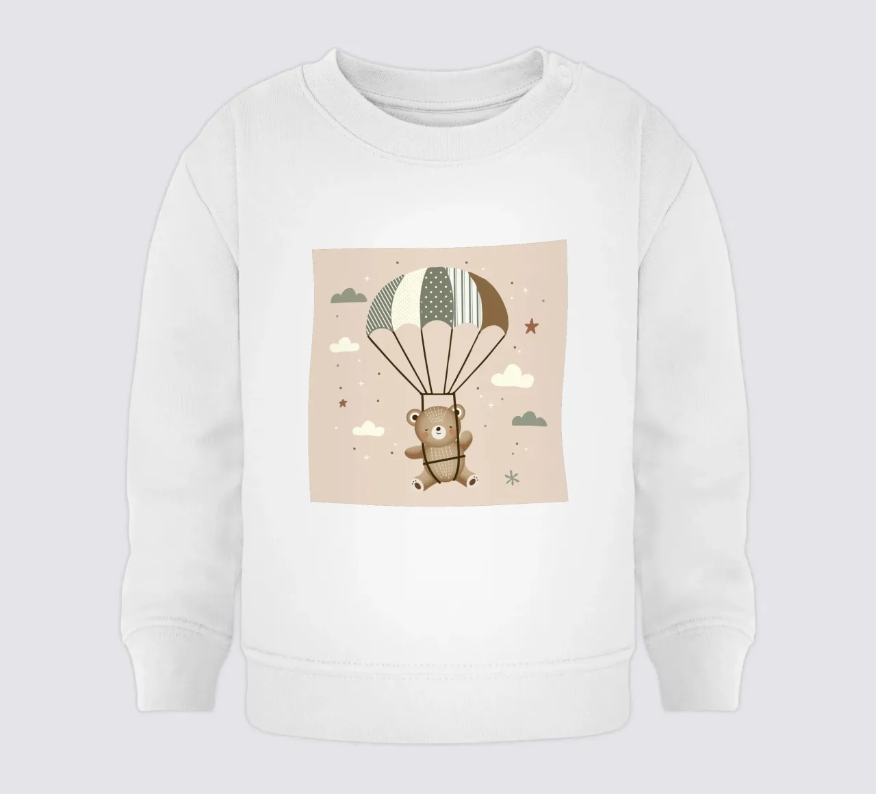 Orso con paracadute - Illustrazione giocosa in colori tenui felpa neonato da namosh