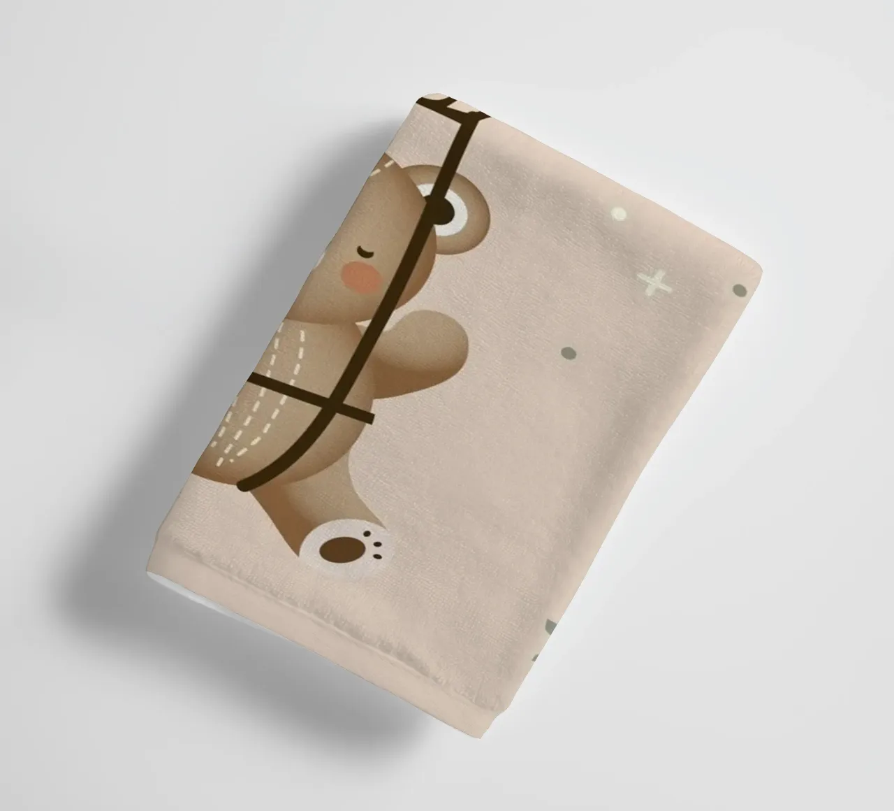 Orso con paracadute - Illustrazione giocosa in colori tenui asciugamano da bagno da namosh