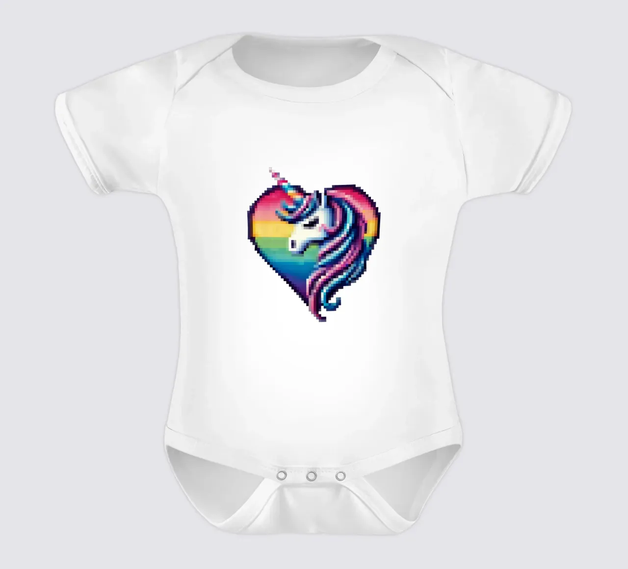 Unicorn Herz - Pixelart Kurzarm Babybody von pixelart