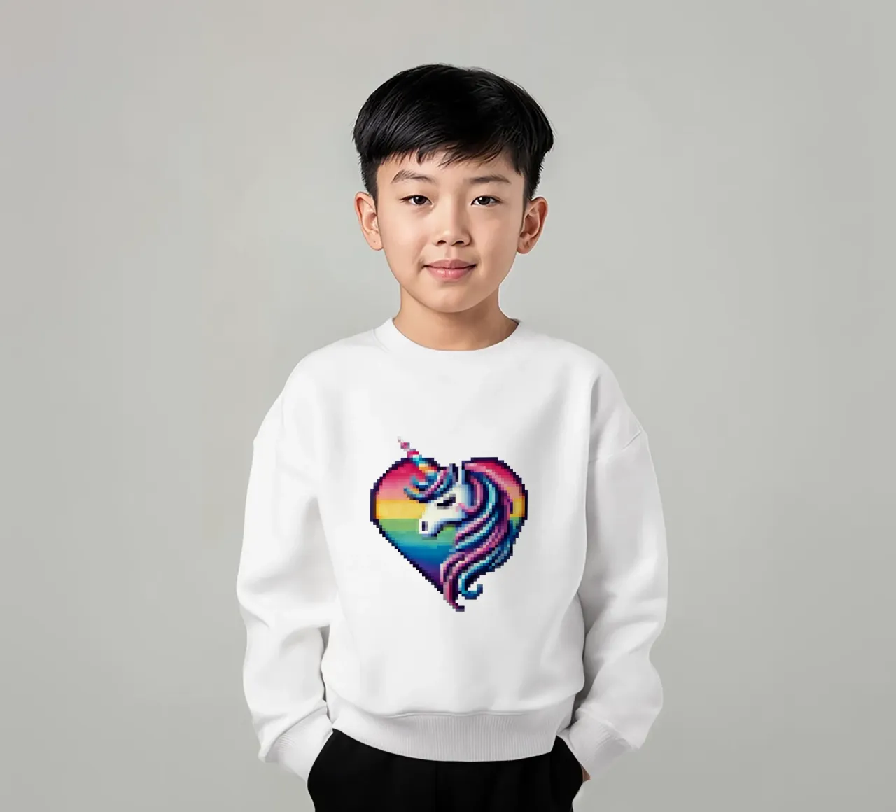 Unicorn heart - Pixelart kids sweatshirt by pixelart