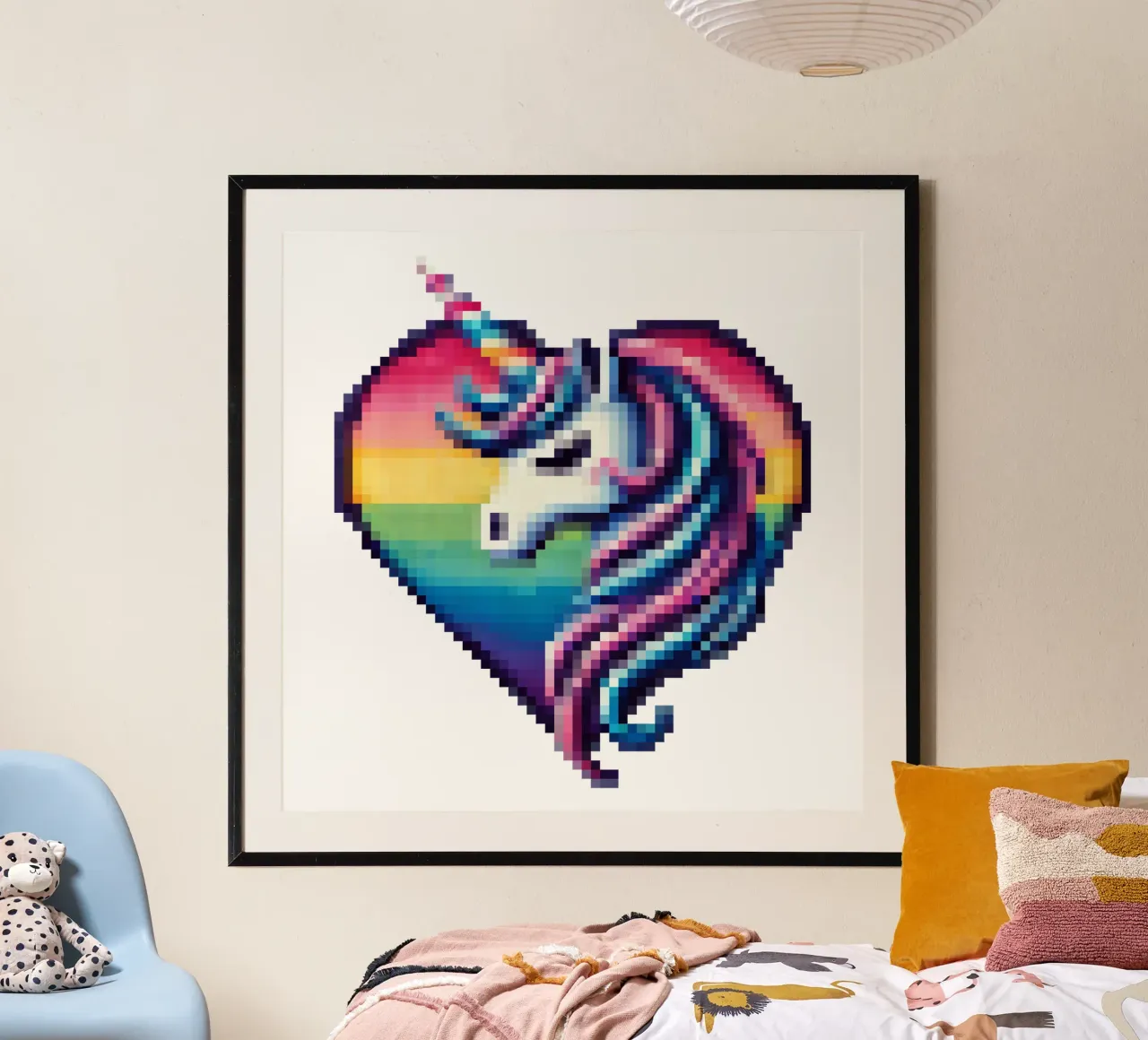 Cuore di unicorno - Pixelart poster con telaio in alluminio da pixelart
