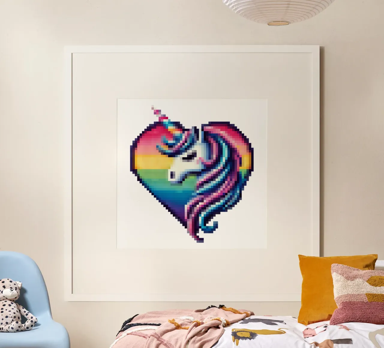 Cuore di unicorno - Pixelart poster con telaio in alluminio da pixelart