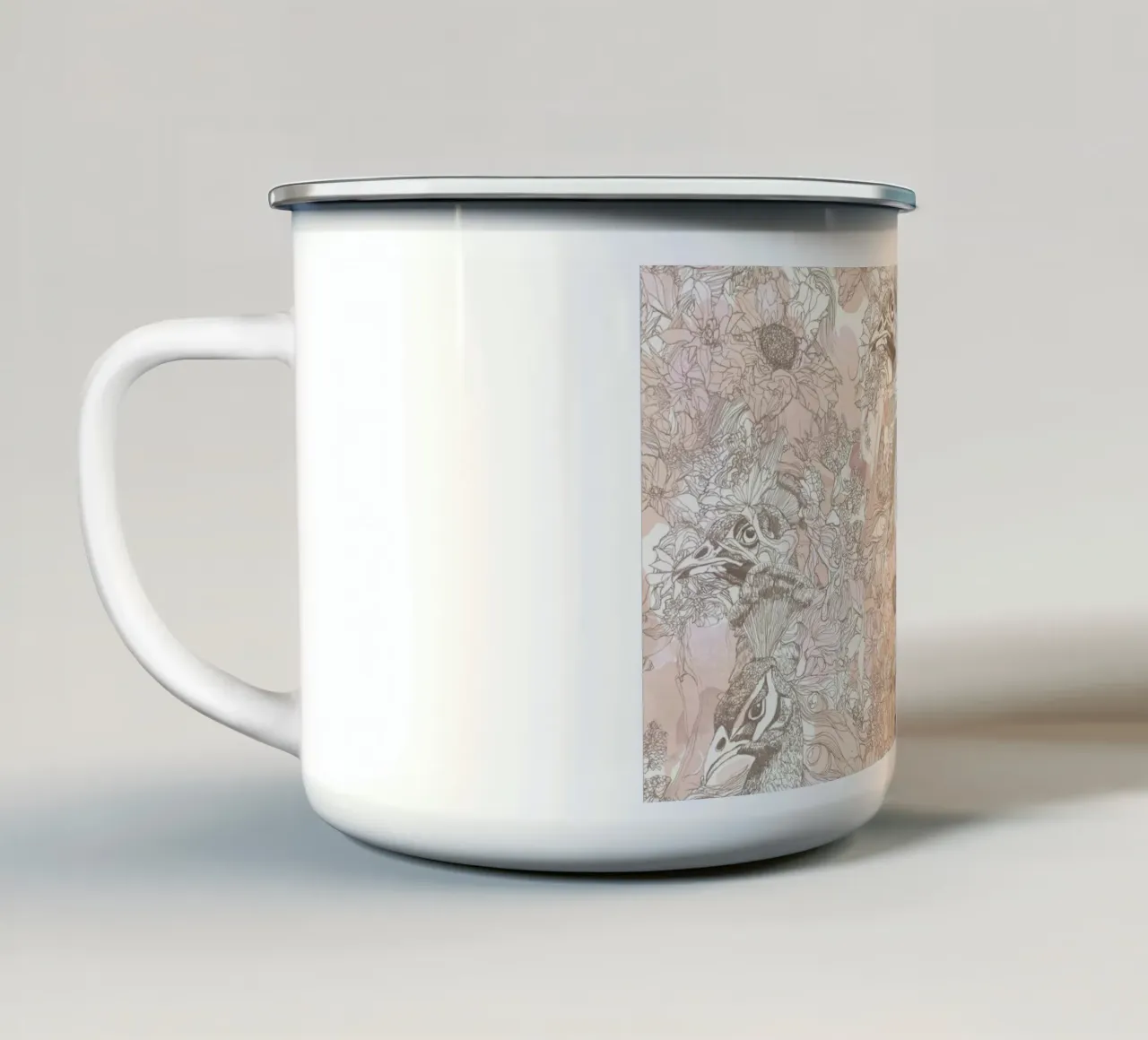 pavoni2 enamel mug by Giulio Iurissevich