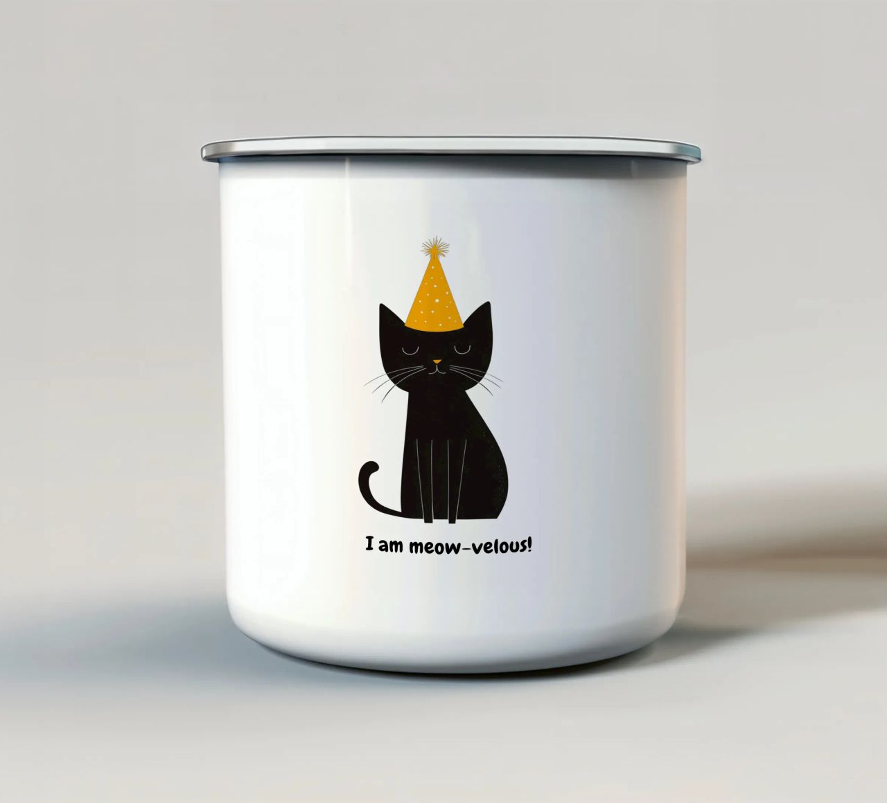 Gatto con messaggio positivo tazza in smalto da Street Boutique