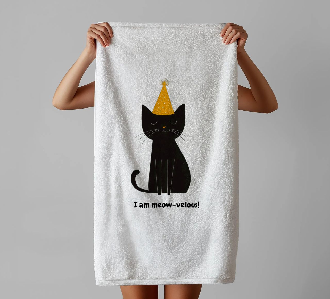 Cat with positive message towel by Street Boutique
