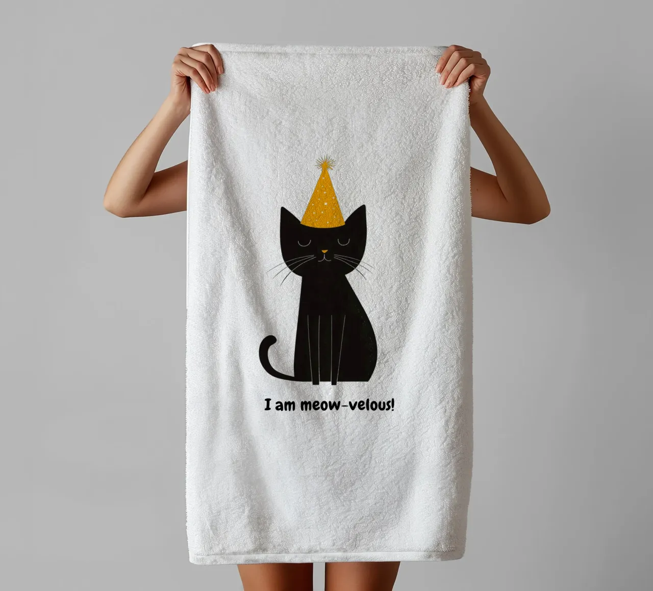 Chat avec message positif serviette de bain de Street Boutique