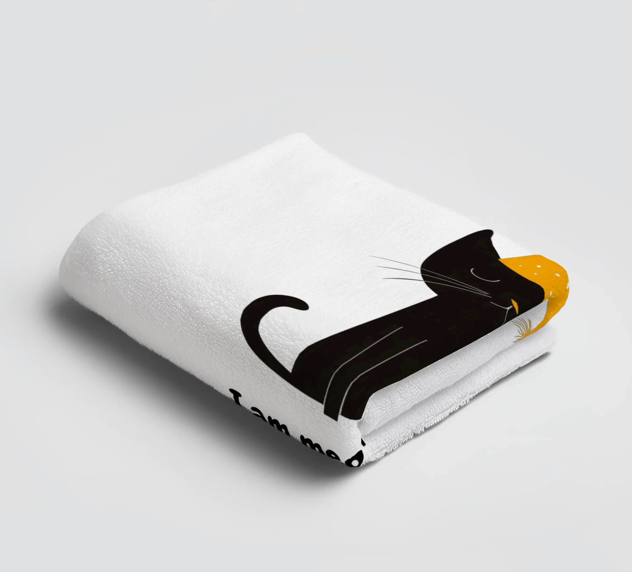 Cat with positive message towel by Street Boutique
