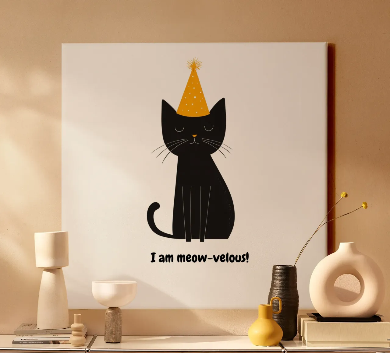 Cat with positive message canvas by Street Boutique