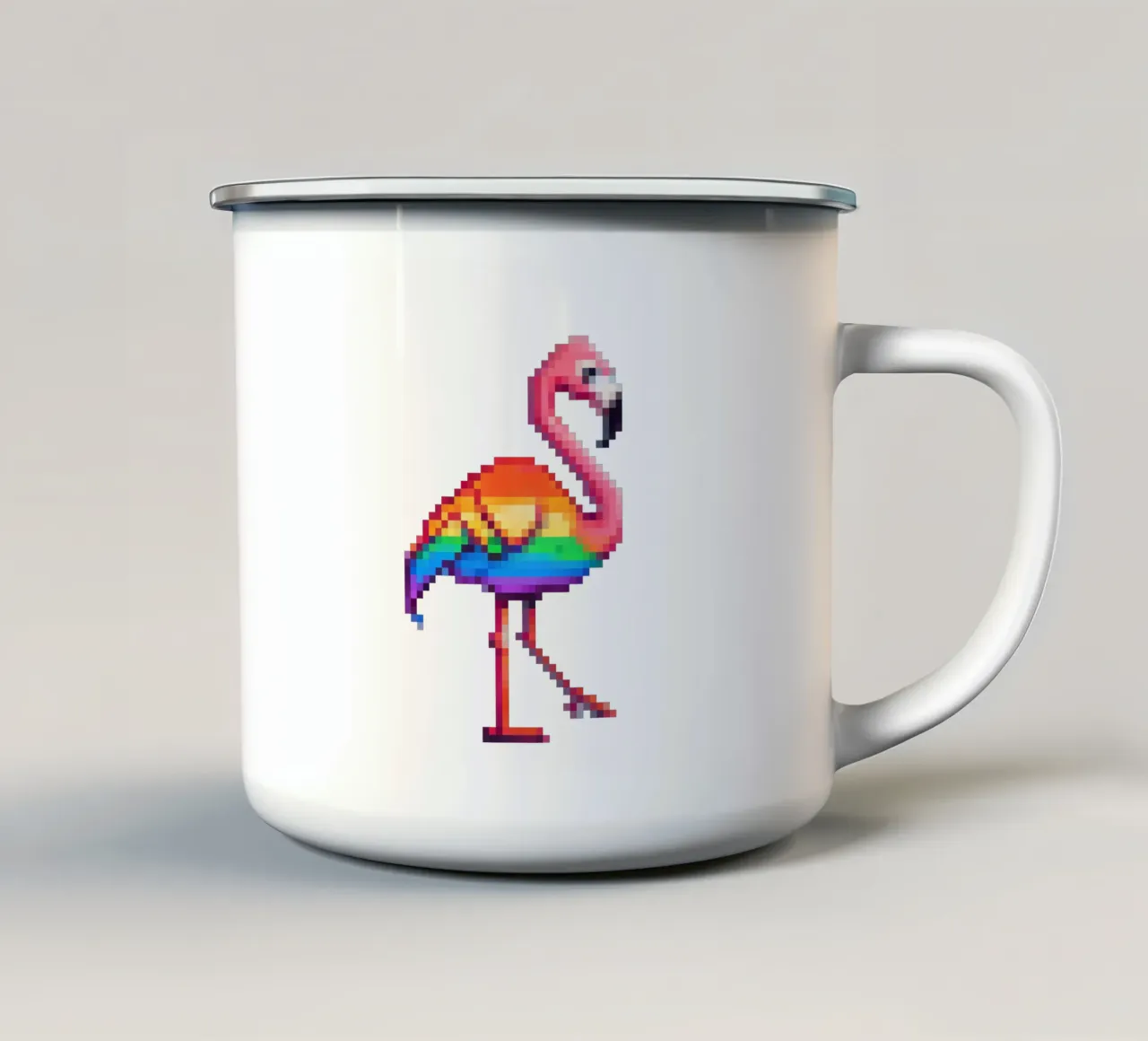 Fenicottero LGBTQ - Pixelart tazza in smalto da pixelart