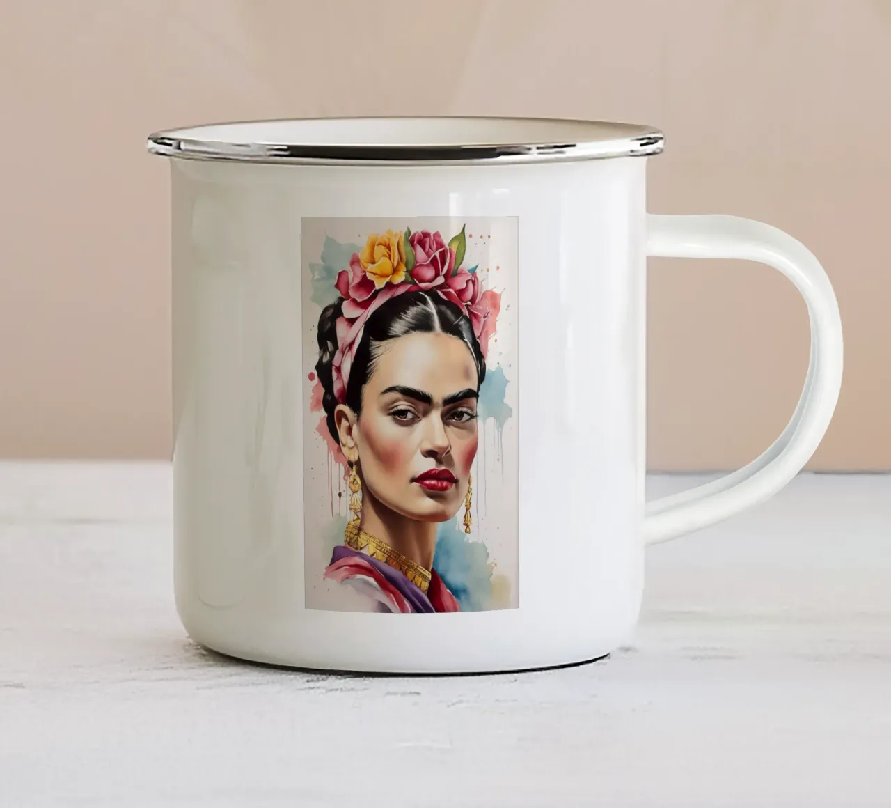 Ritratto di Frida Kahlo tazza in smalto da ARTVI-SHOP