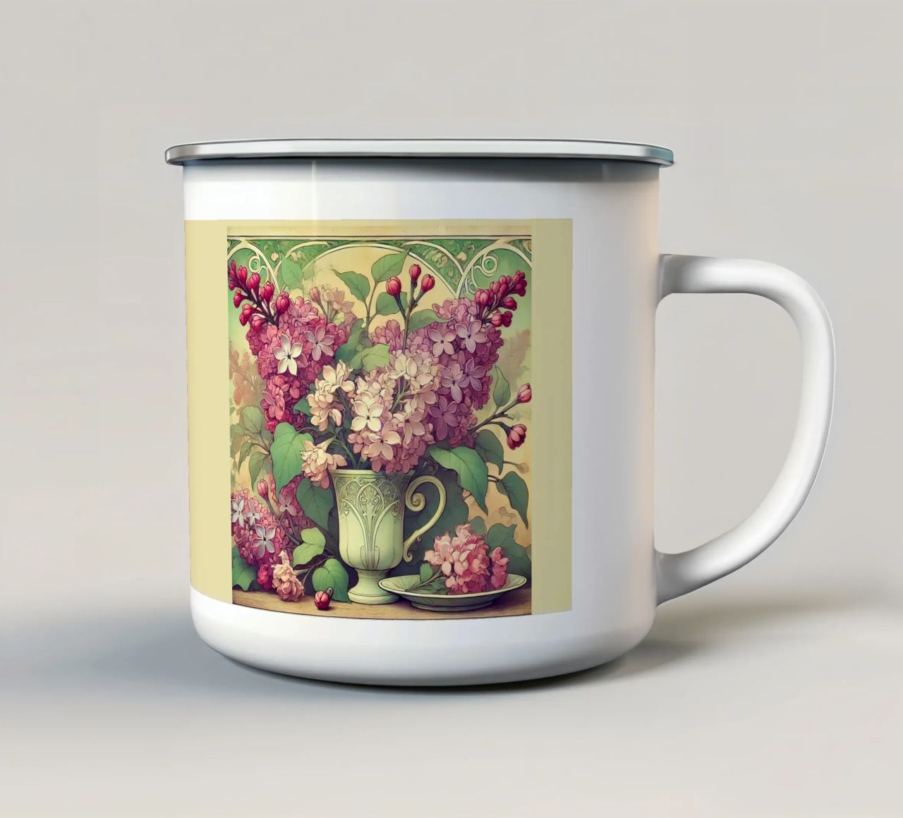 Lilla tazza in smalto da Art-Nouveau-Dsg