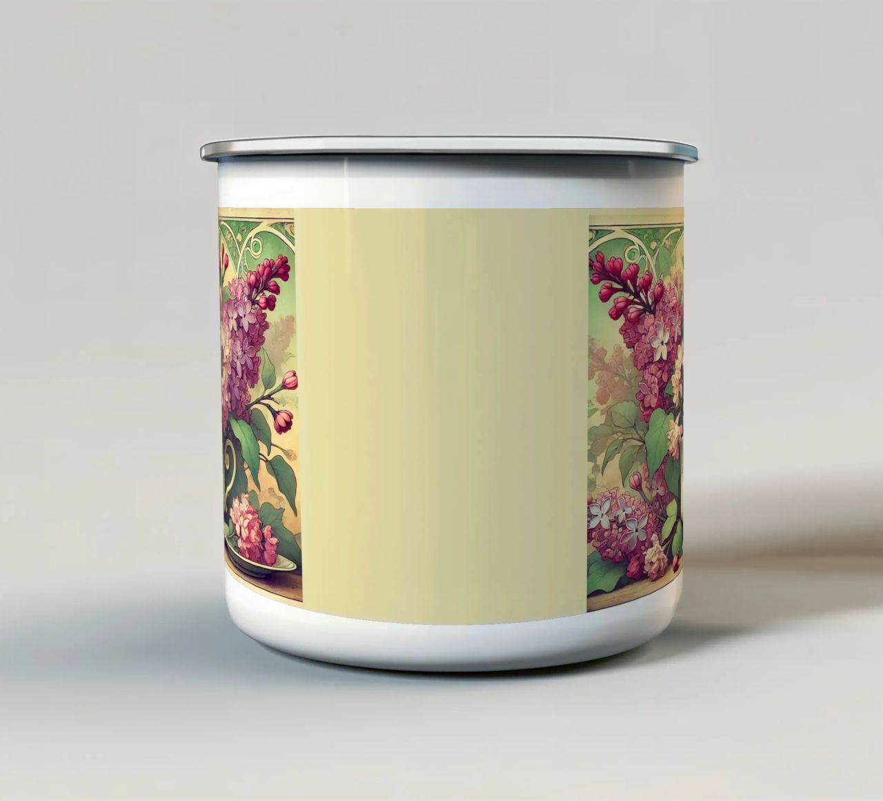Lilla tazza in smalto da Art-Nouveau-Dsg