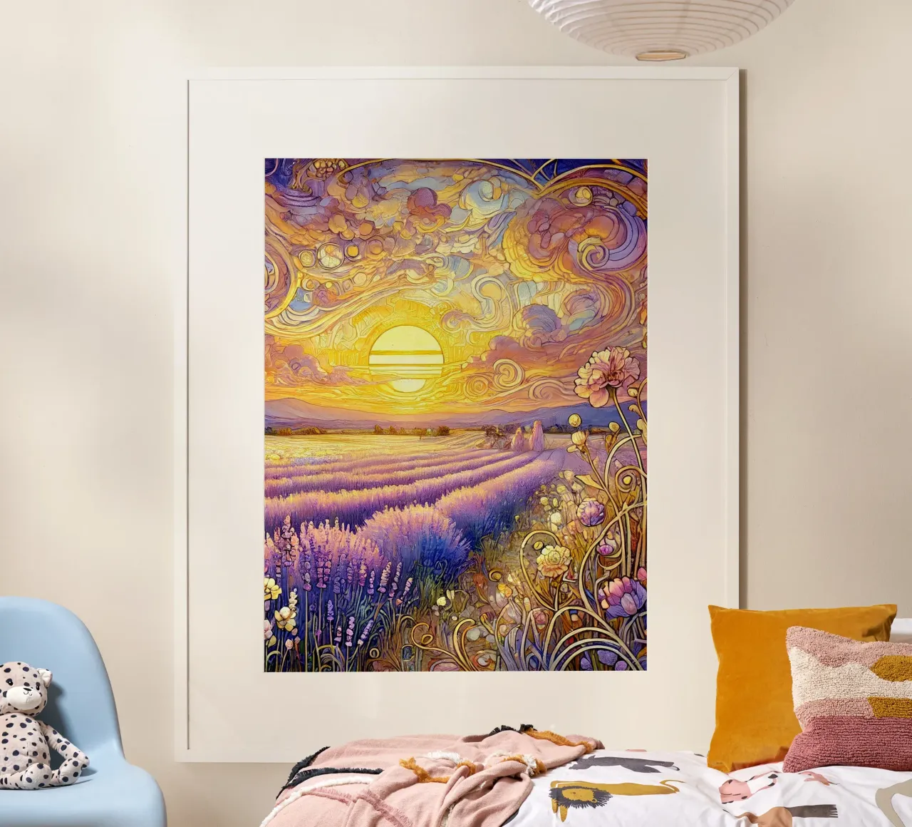Lavendel in de zonsondergang poster van Art-Nouveau-Dsg
