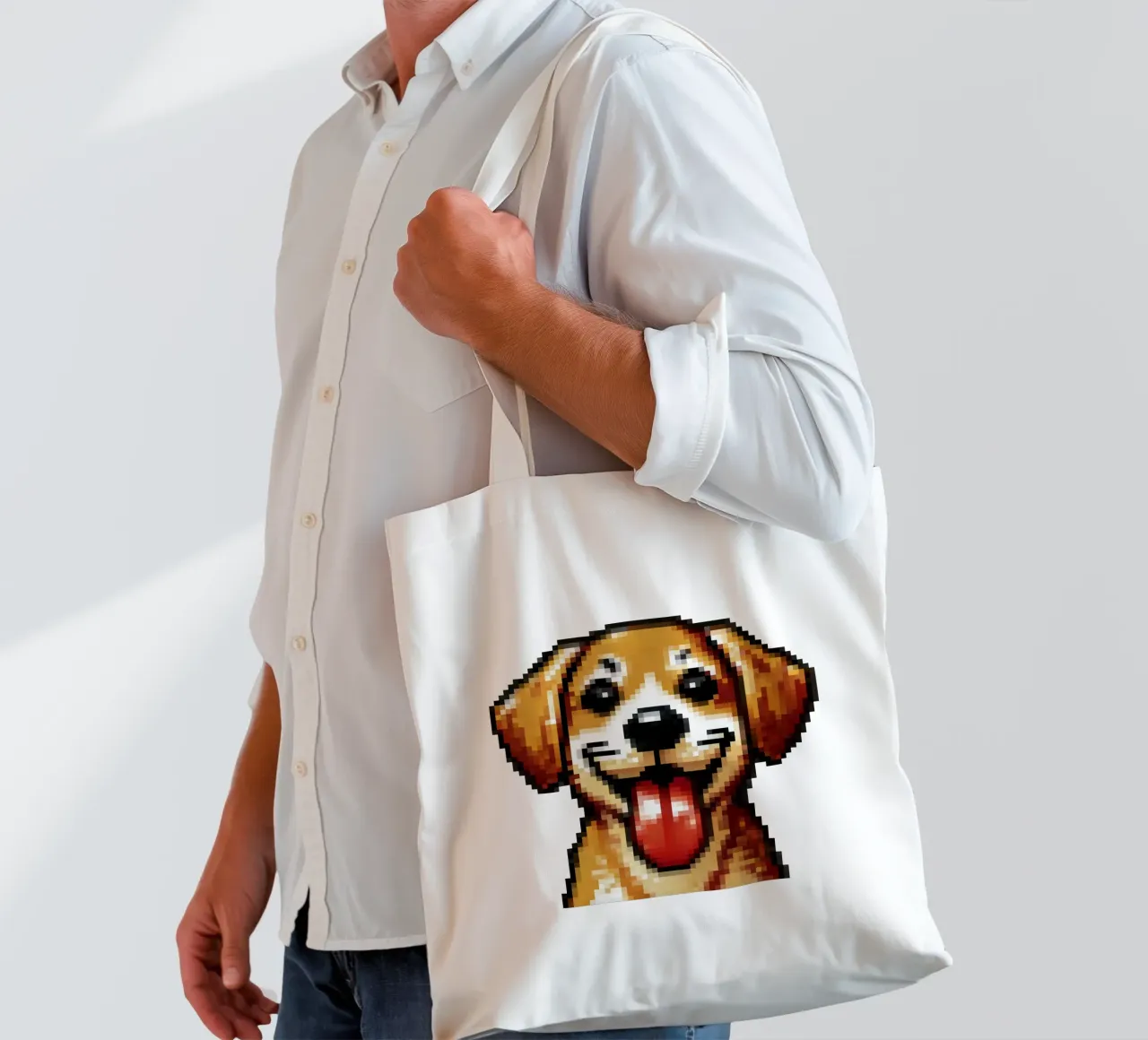 Cane - Pixelart borsa in juta da pixelart