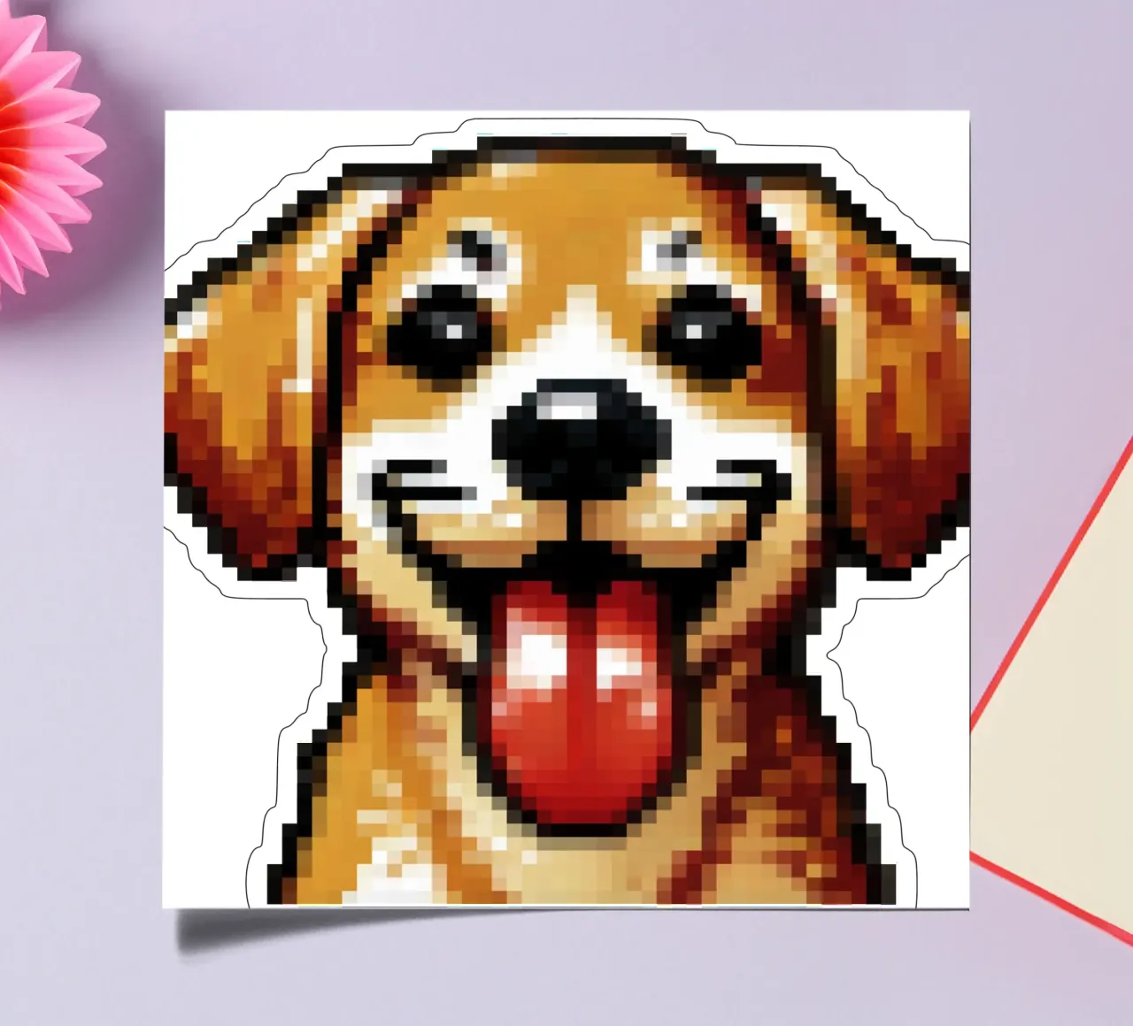 Chien - Pixelart planche autocollant de pixelart