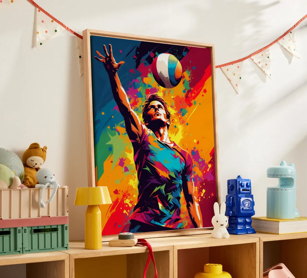 Volleyball Colorful 3 canvas with Floater frame by Mateo