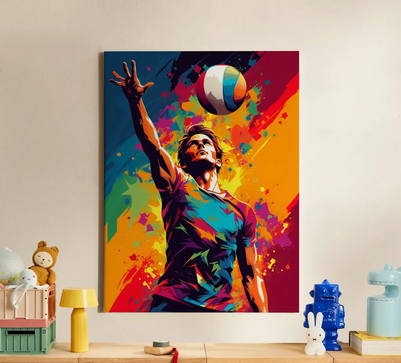 Volleyball Colorful 3 canvas with Floater frame by Mateo