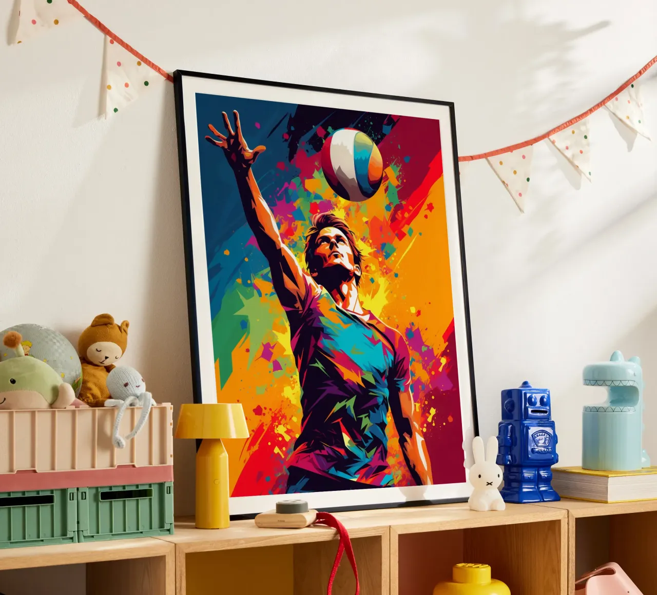 Volleyball Colorful 3 poster con telaio in legno da Mateo
