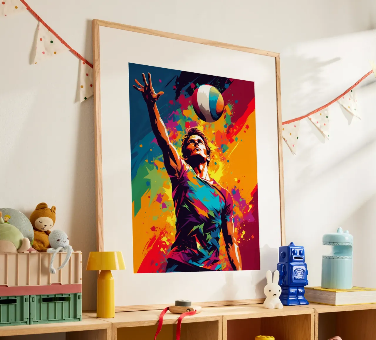 Volleyball Colorful 3 poster con telaio in legno da Mateo