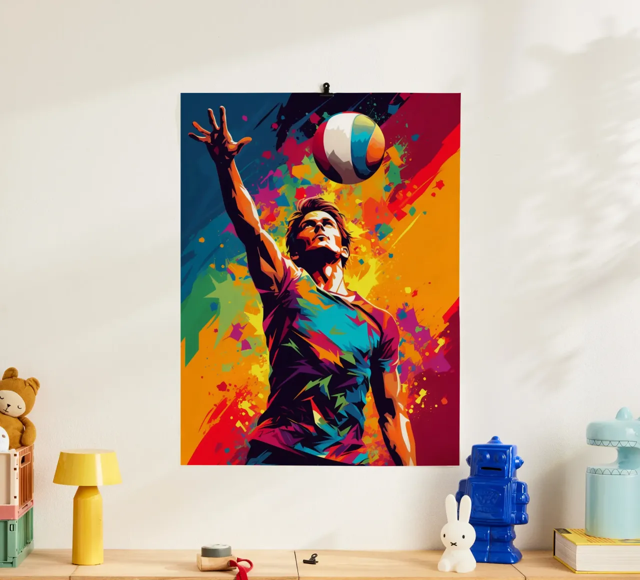 Volleyball Colorful 3 poster con telaio in legno da Mateo