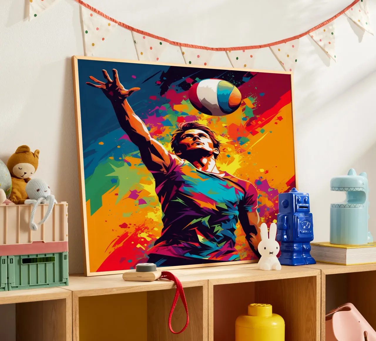Volleyball Colorful 3 poster con telaio in legno da Mateo