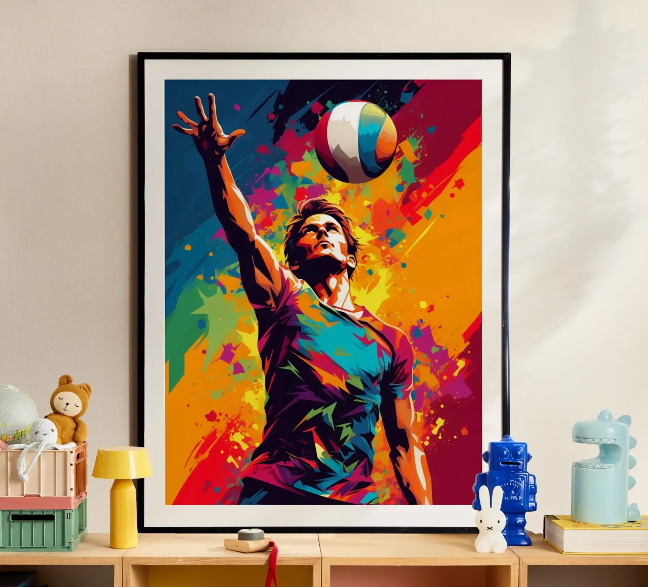 Volleyball Colorful 3 poster con telaio in legno da Mateo