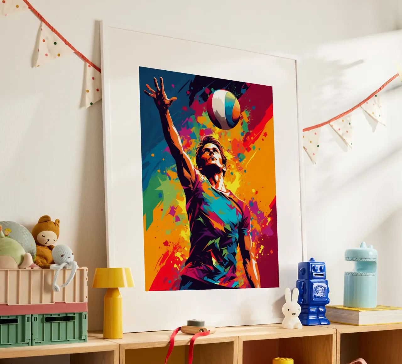 Volleyball Colorful 3 poster con telaio in legno da Mateo