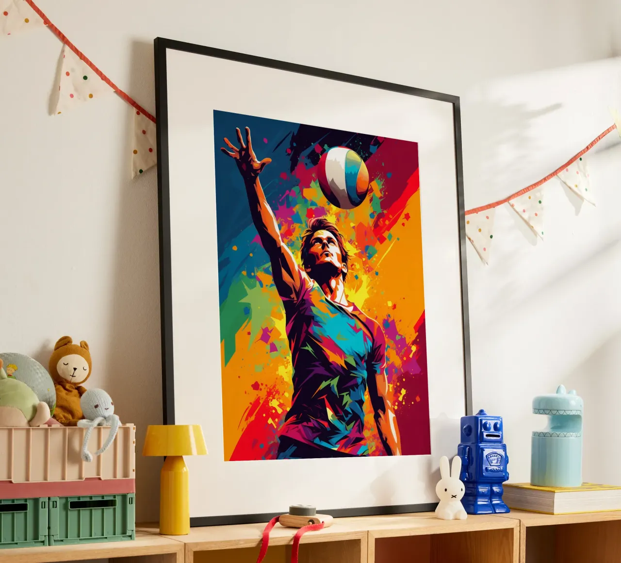 Volleyball Colorful 3 poster con telaio in legno da Mateo