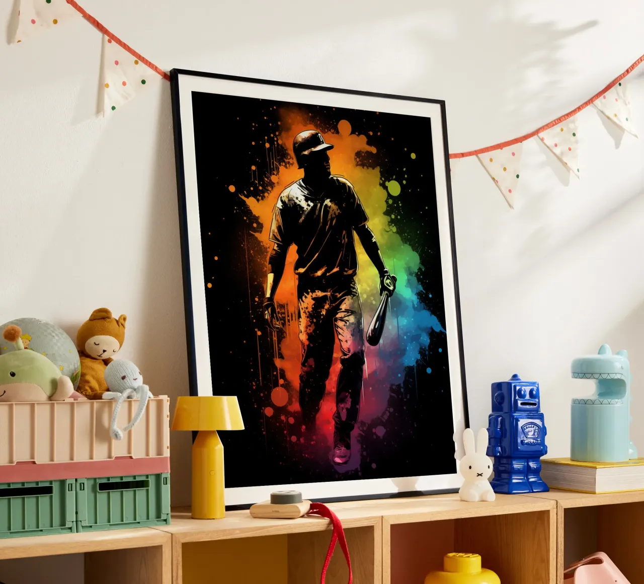 Baseball Colorful 2 poster con telaio in alluminio da Mateo
