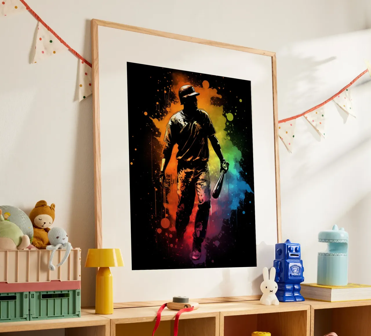 Baseball Colorful 2 poster con telaio in alluminio da Mateo