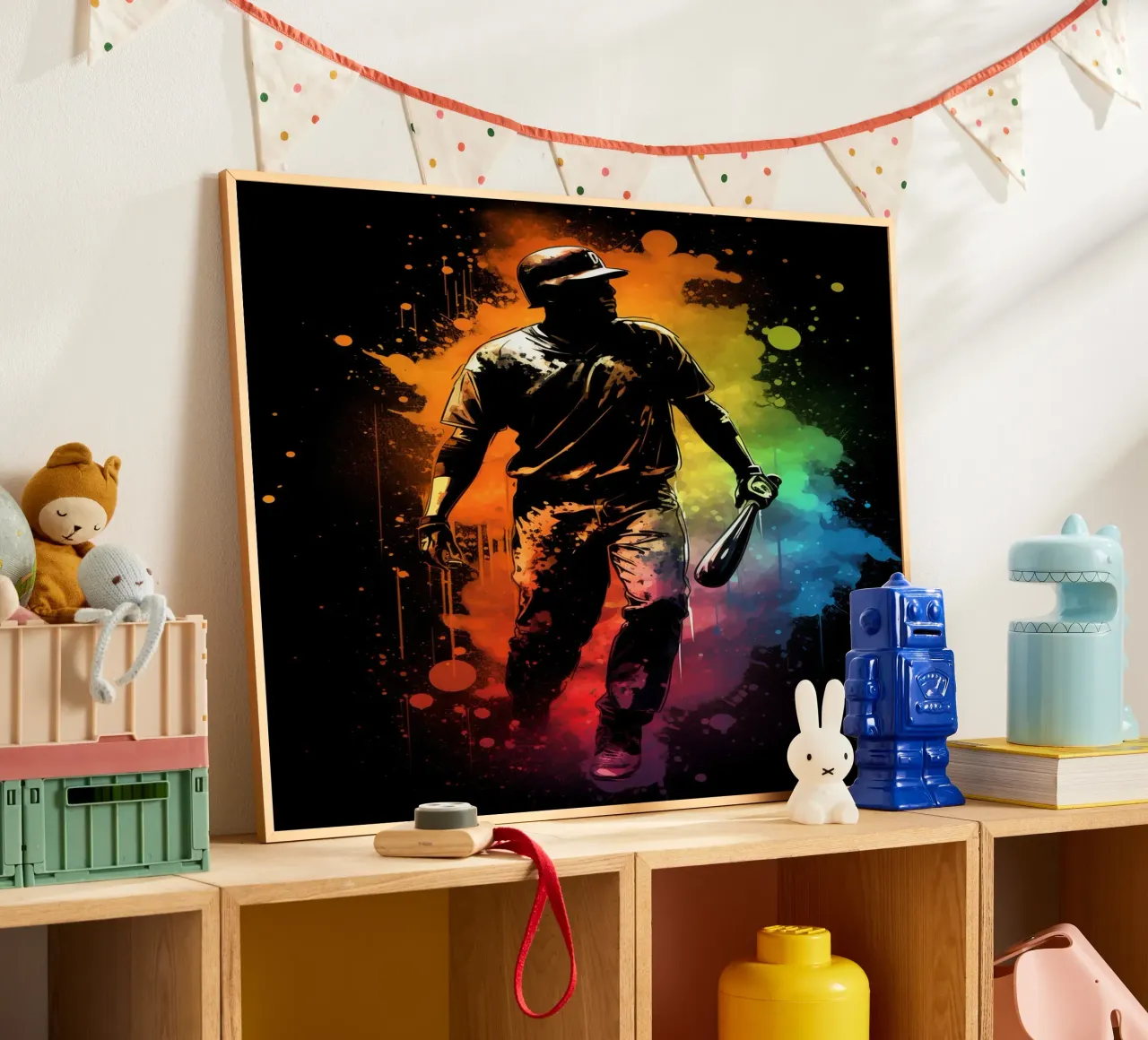 Baseball Colorful 2 poster con telaio in alluminio da Mateo