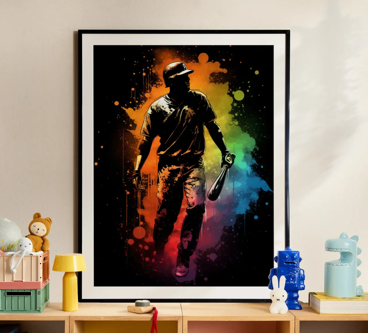 Baseball Colorful 2 poster con telaio in alluminio da Mateo