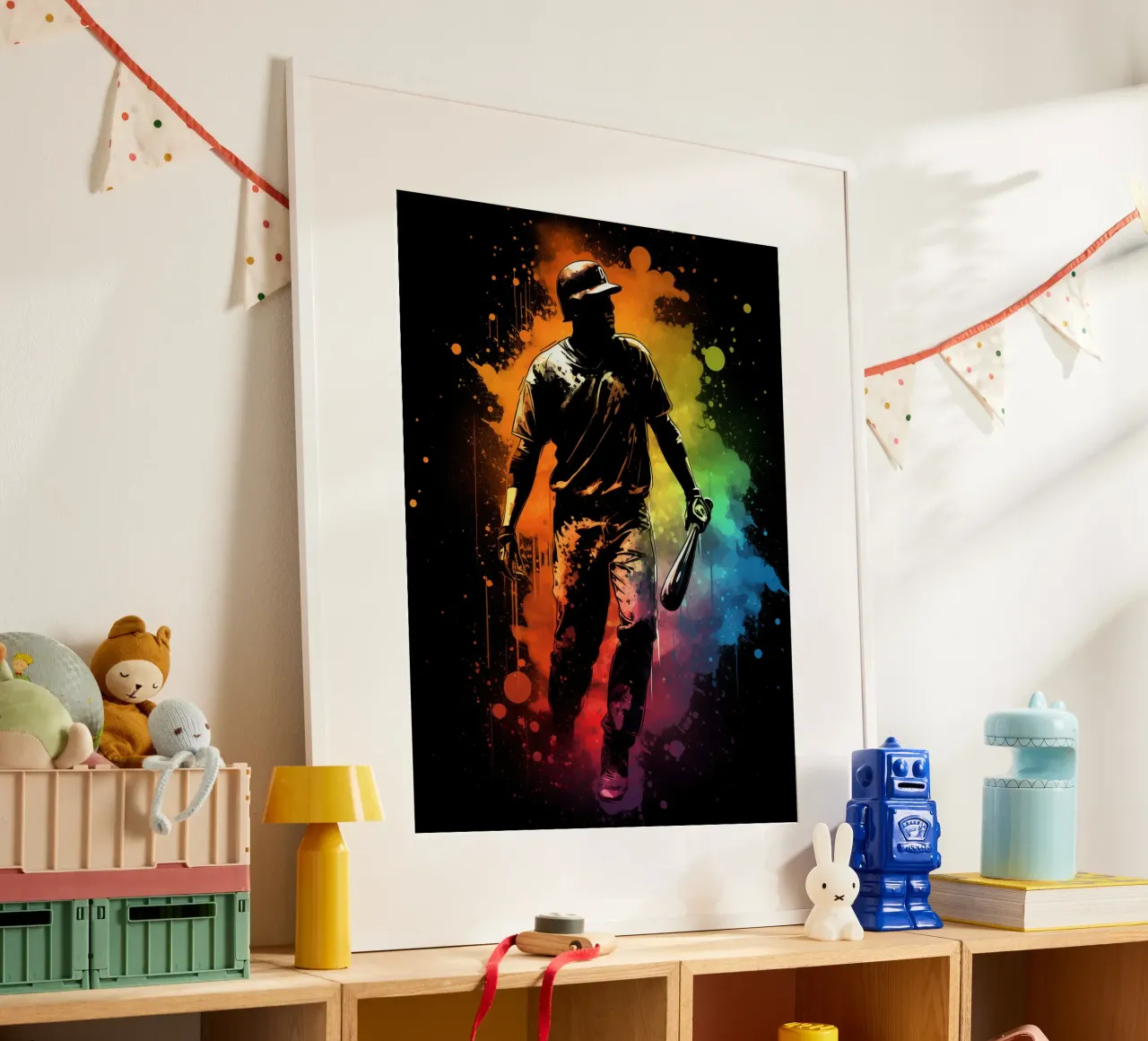 Baseball Colorful 2 poster con telaio in alluminio da Mateo