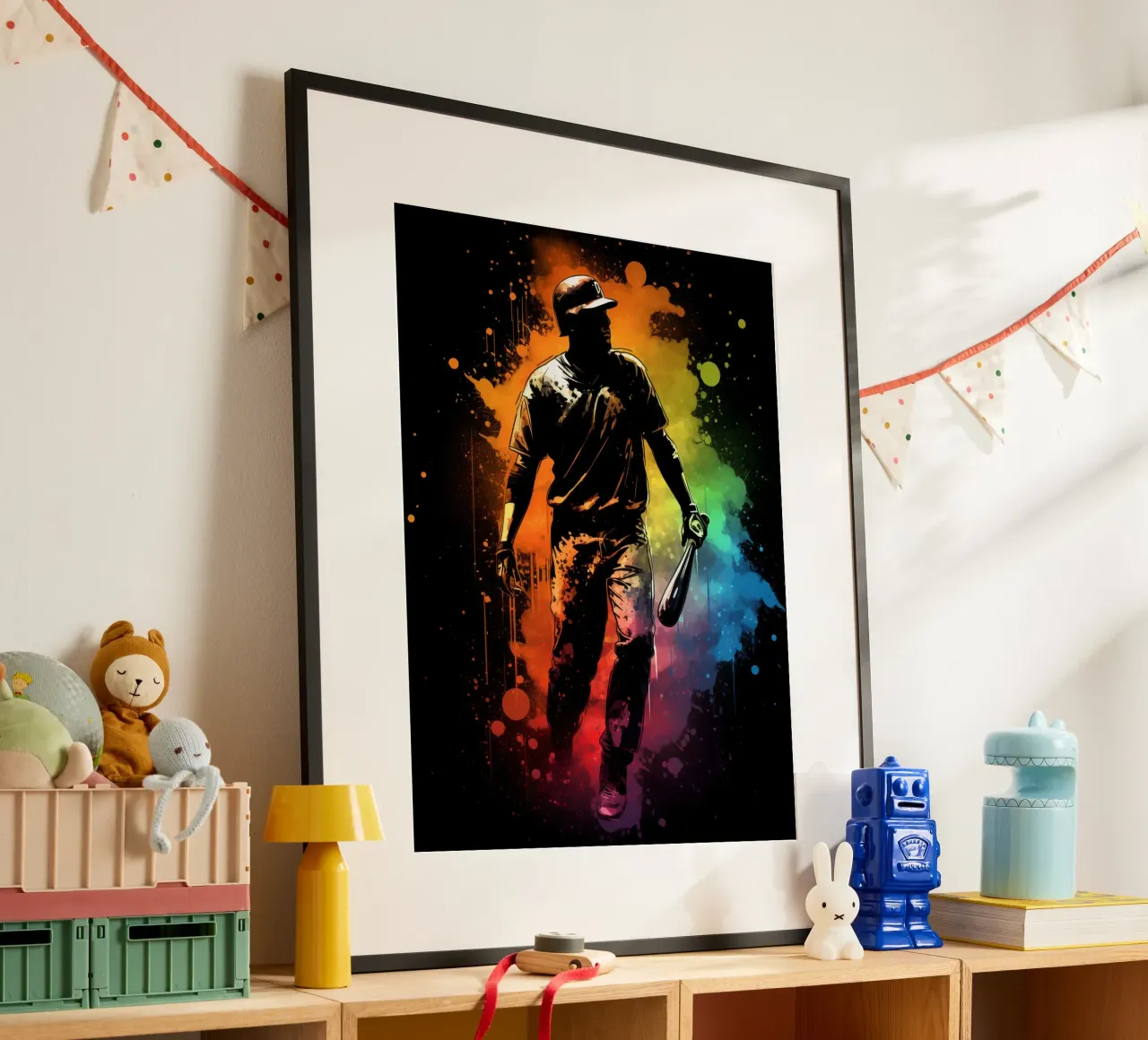Baseball Colorful 2 poster con telaio in alluminio da Mateo