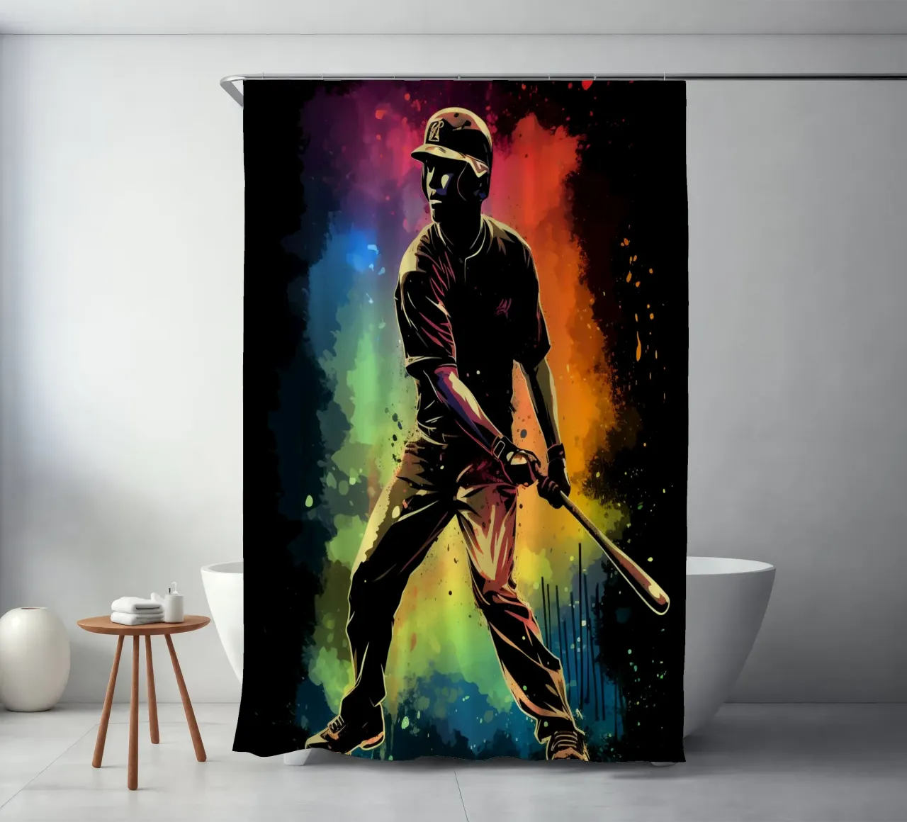 Baseball Colorful 3 shower curtain by Mateo