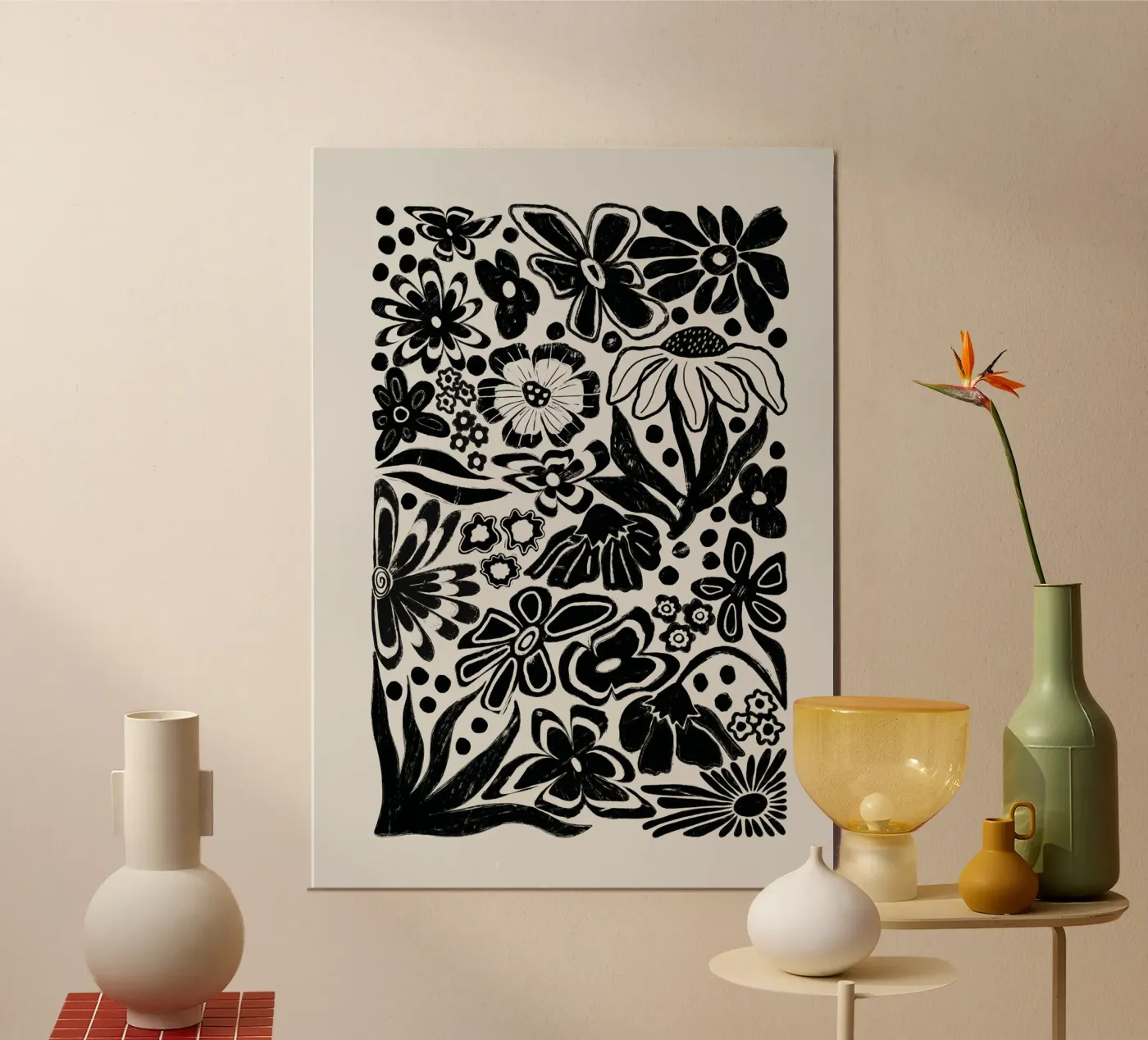 Black Spring Flowers poster da ni-ja artboutique