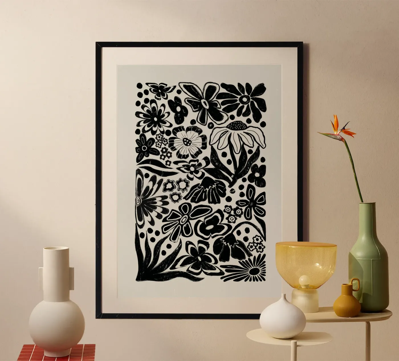 Black Spring Flowers poster da ni-ja artboutique