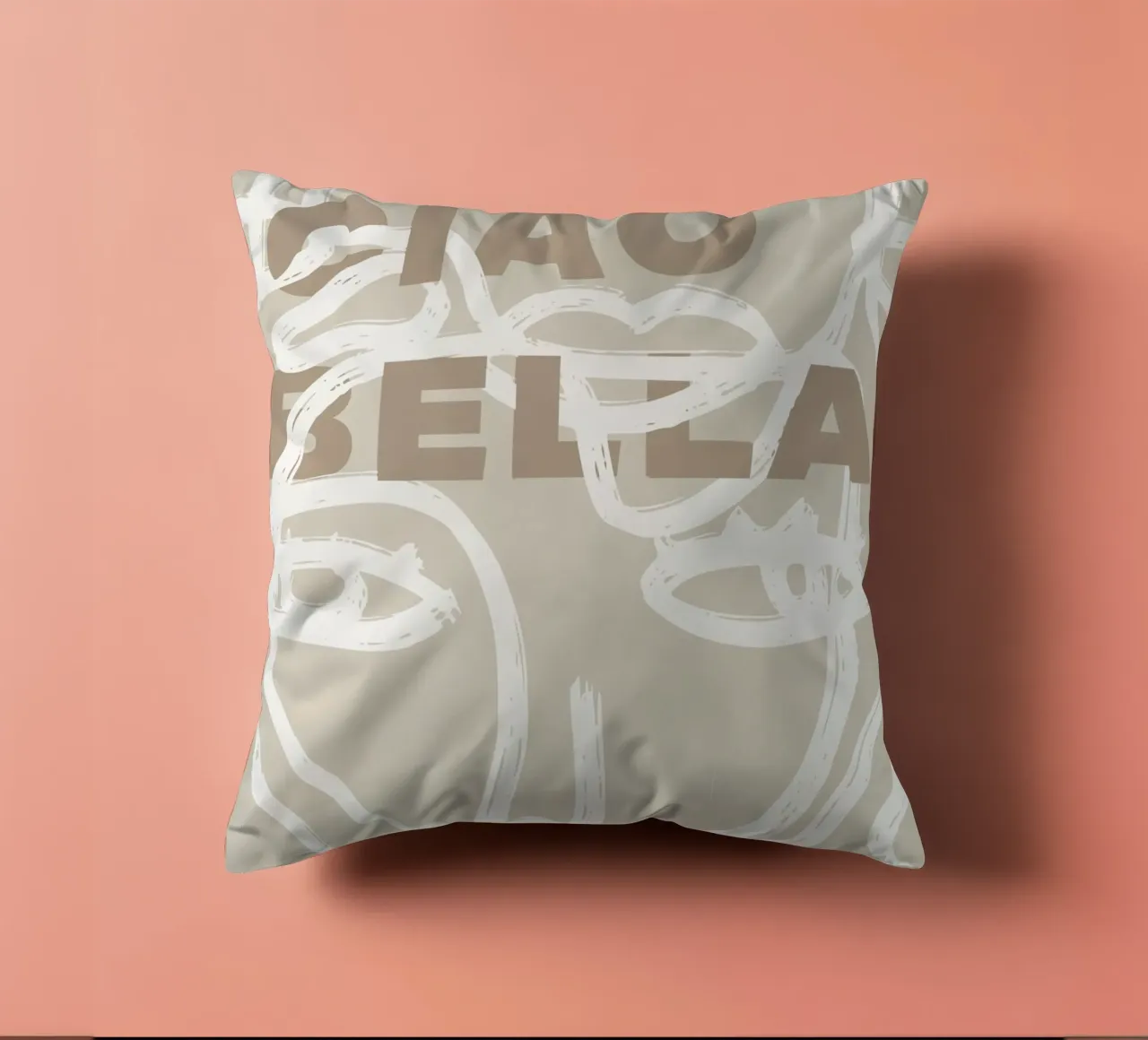 Ciao Bella - Faces Turn Beige cuscino da ni-ja artboutique