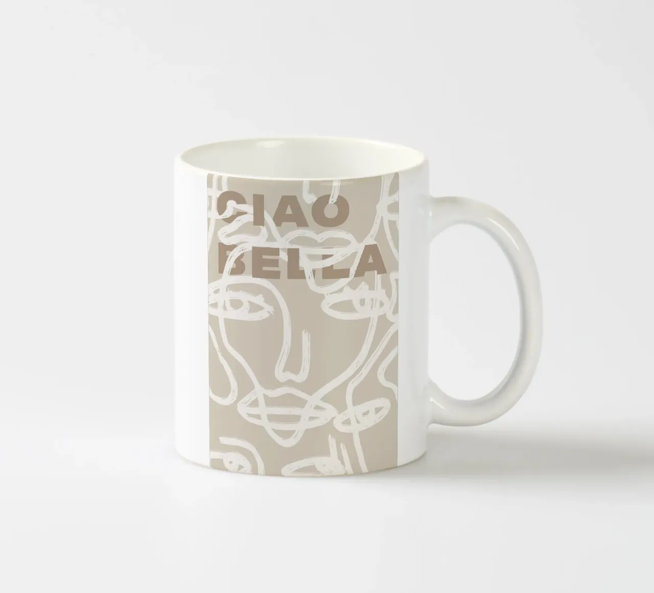 Ciao Bella - Faces Turn Beige tazza in ceramica da ni-ja artboutique