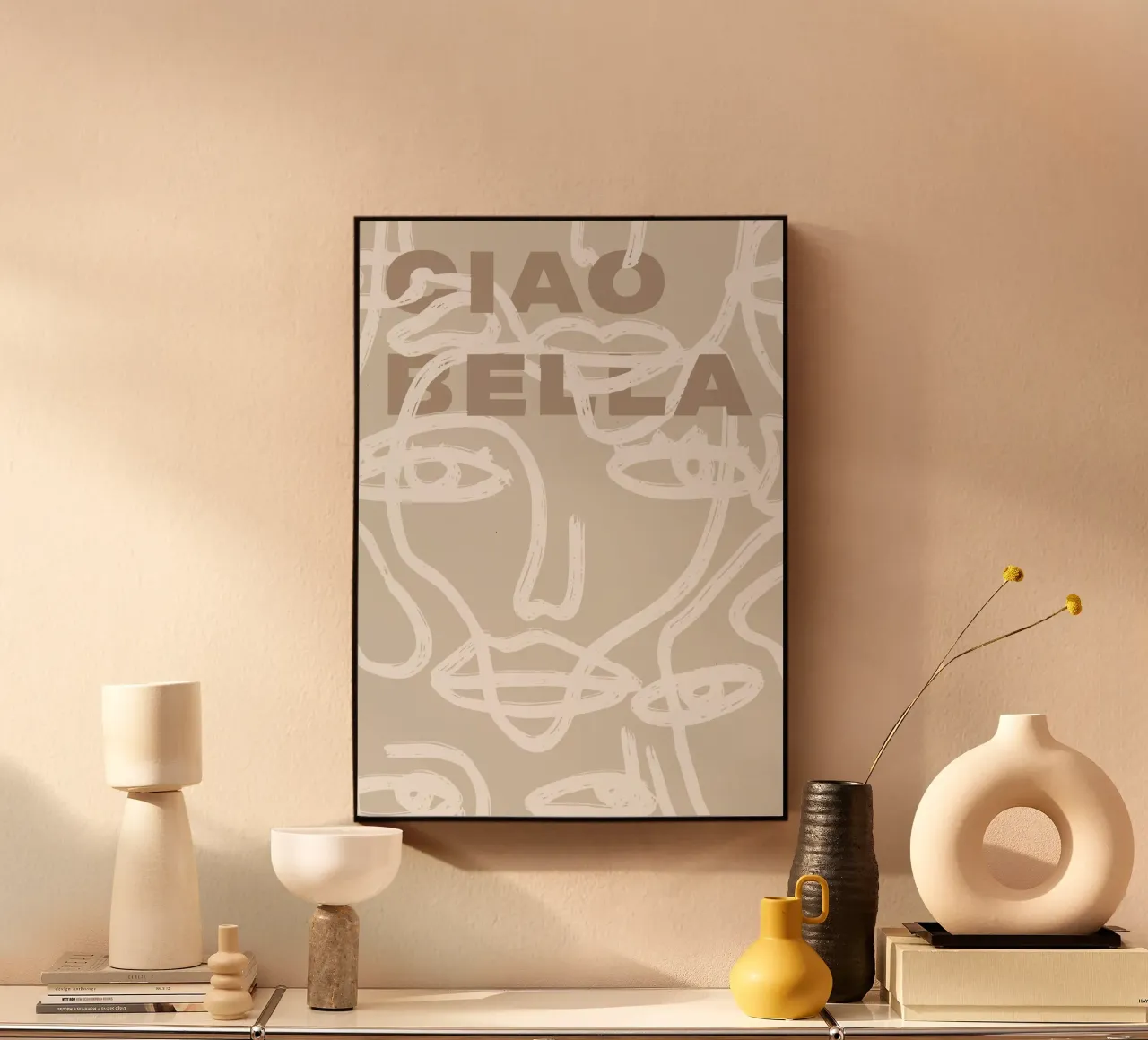 Ciao Bella - Faces Turn Beige alluminio dibond da ni-ja artboutique