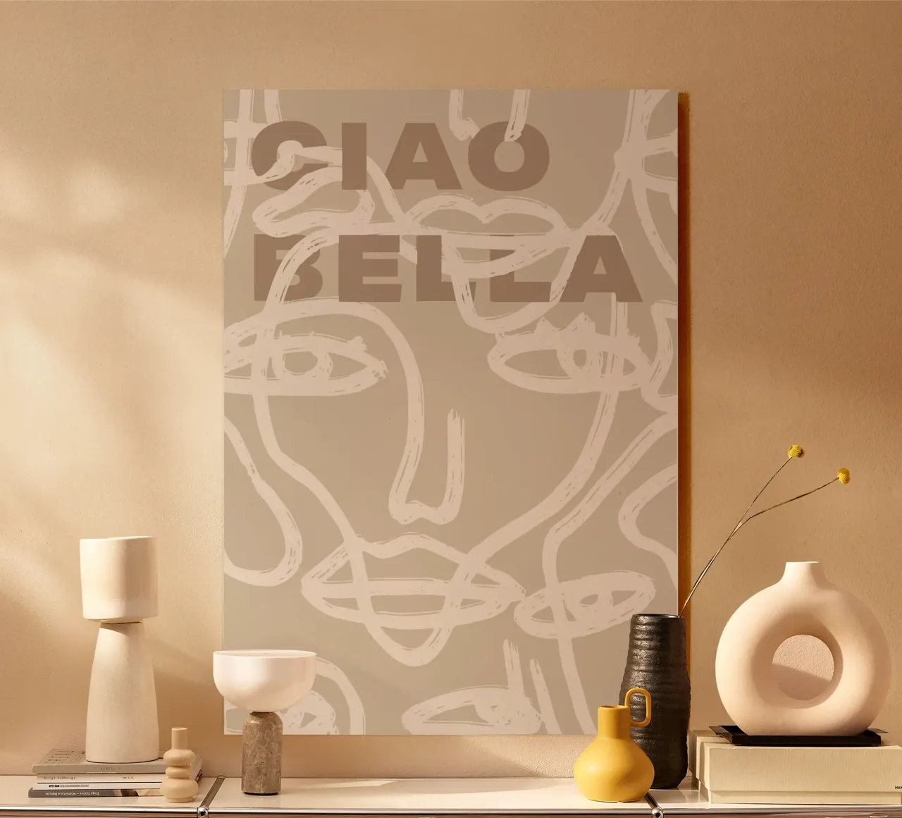 Ciao Bella - Faces Turn Beige alluminio dibond da ni-ja artboutique