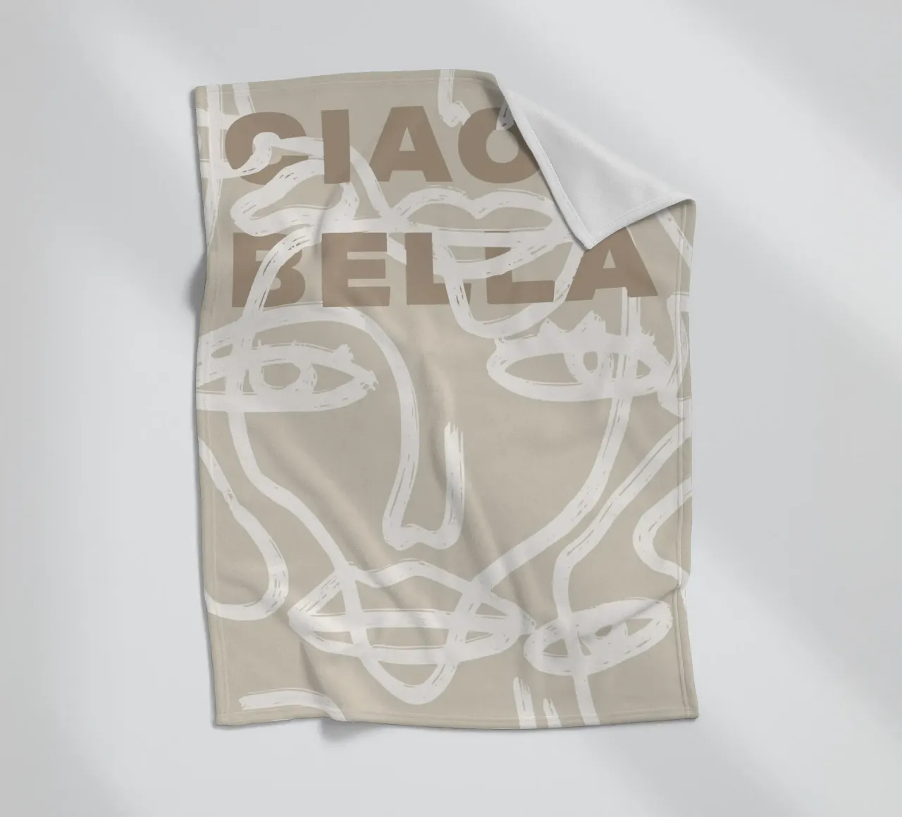 Ciao Bella - Faces Turn Beige coperta in pile da ni-ja artboutique