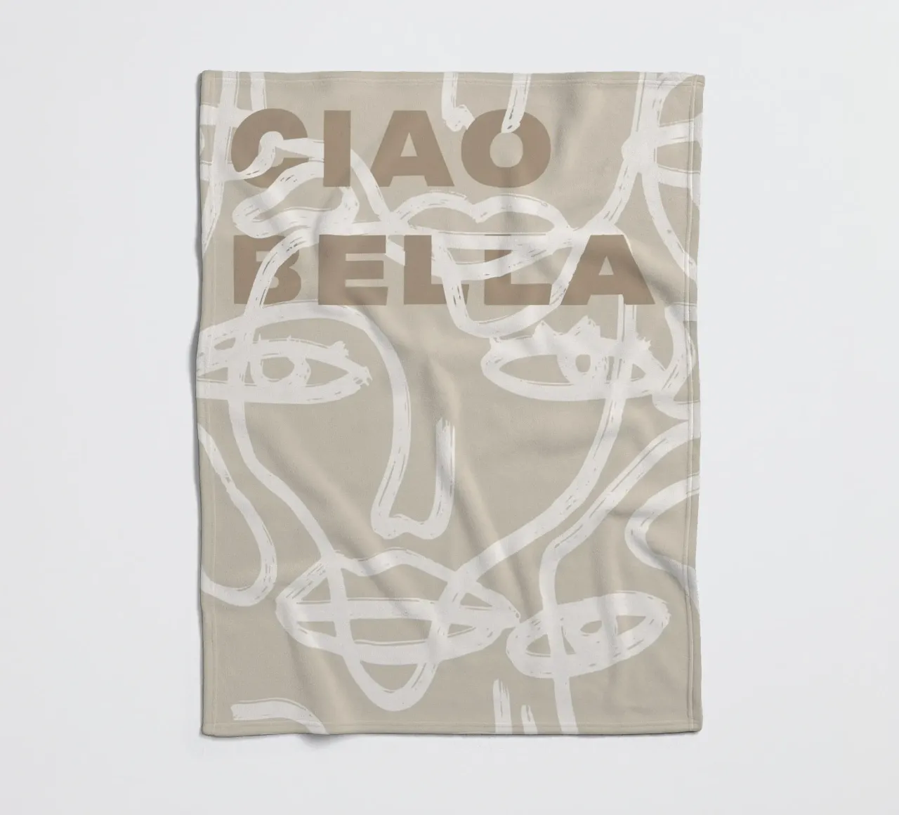 Ciao Bella - Faces Turn Beige coperta in pile da ni-ja artboutique